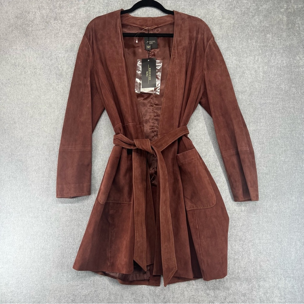 Weekend (Max Mara) Leather Suede Tie Waist Coat